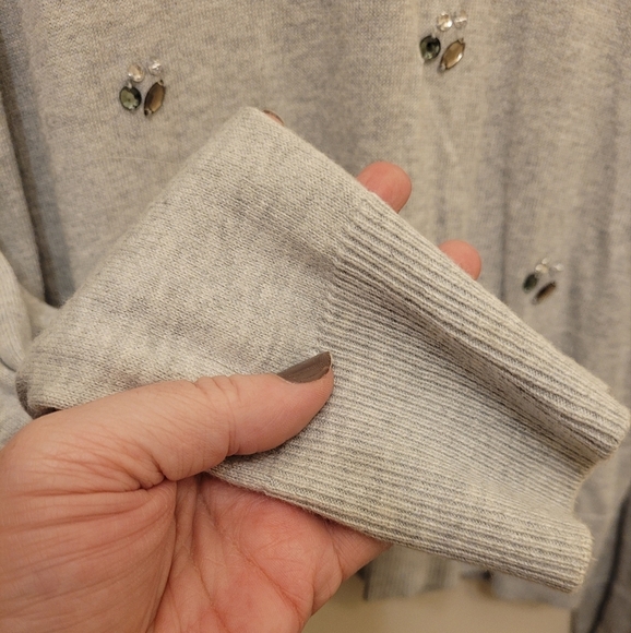 Vintage Merona Gray Crystal Rhinestone Beaded Gray Sweater Size Medium - Picture 4 of 9